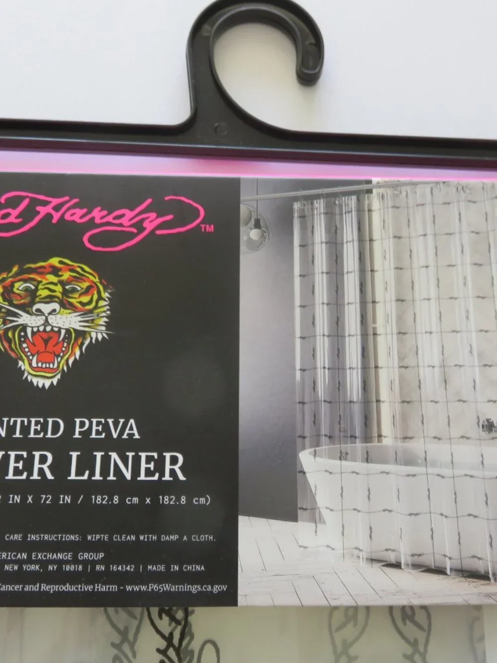 (#143) Ed Hardy Shower Curtain Liner 72x72 Logo Printed PEVA